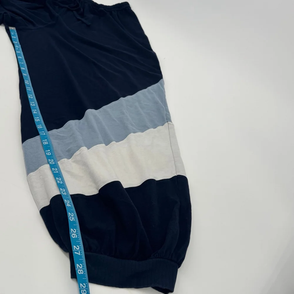 Free People Barrel Wide Leg Joggers M 100% Cotton Blue Colorblock - Picture 8 of 10